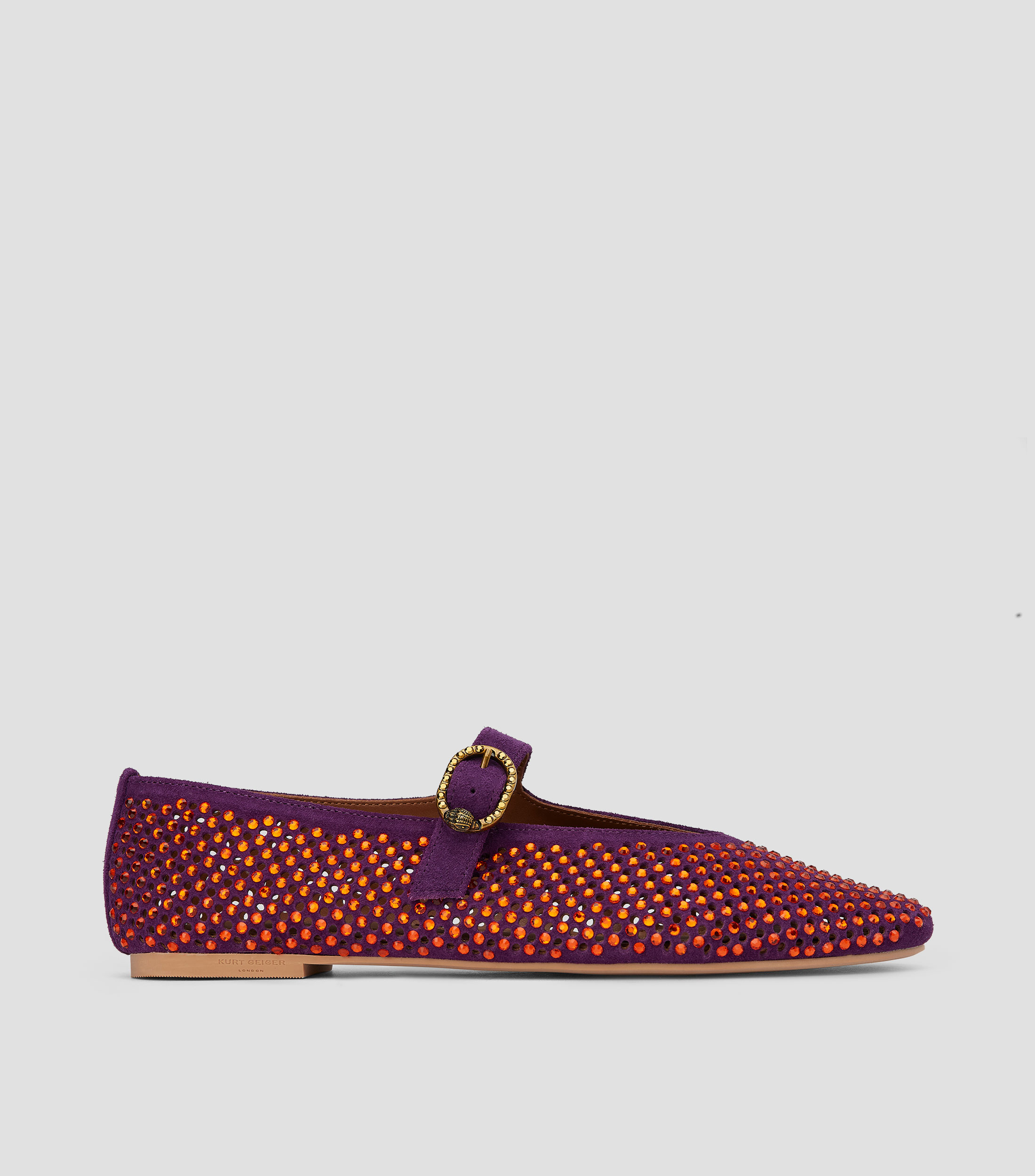 Flats en piel con pedrería Mujer